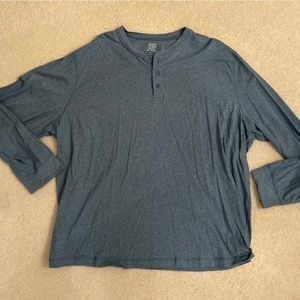 Ocean & Coast Bluish Grayish Henley Long Sleeve Tee Shirt Size 3XL